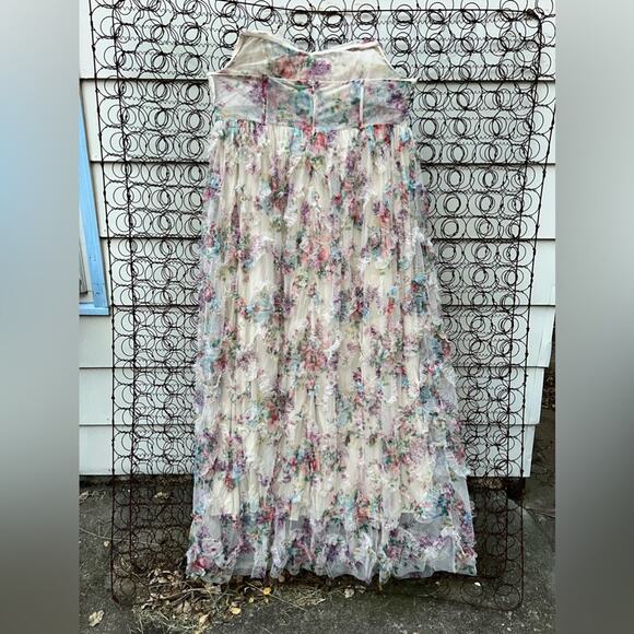 Faeriesty Ruched Bustier Ruffle Trim Hem Floral Print Tube Corset Dress 5X - Picture 6 of 12